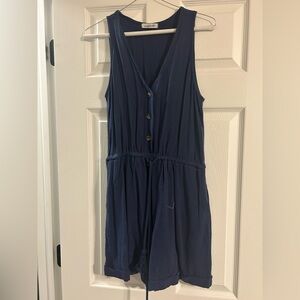 Navy Sleeveless Button-Front Romper